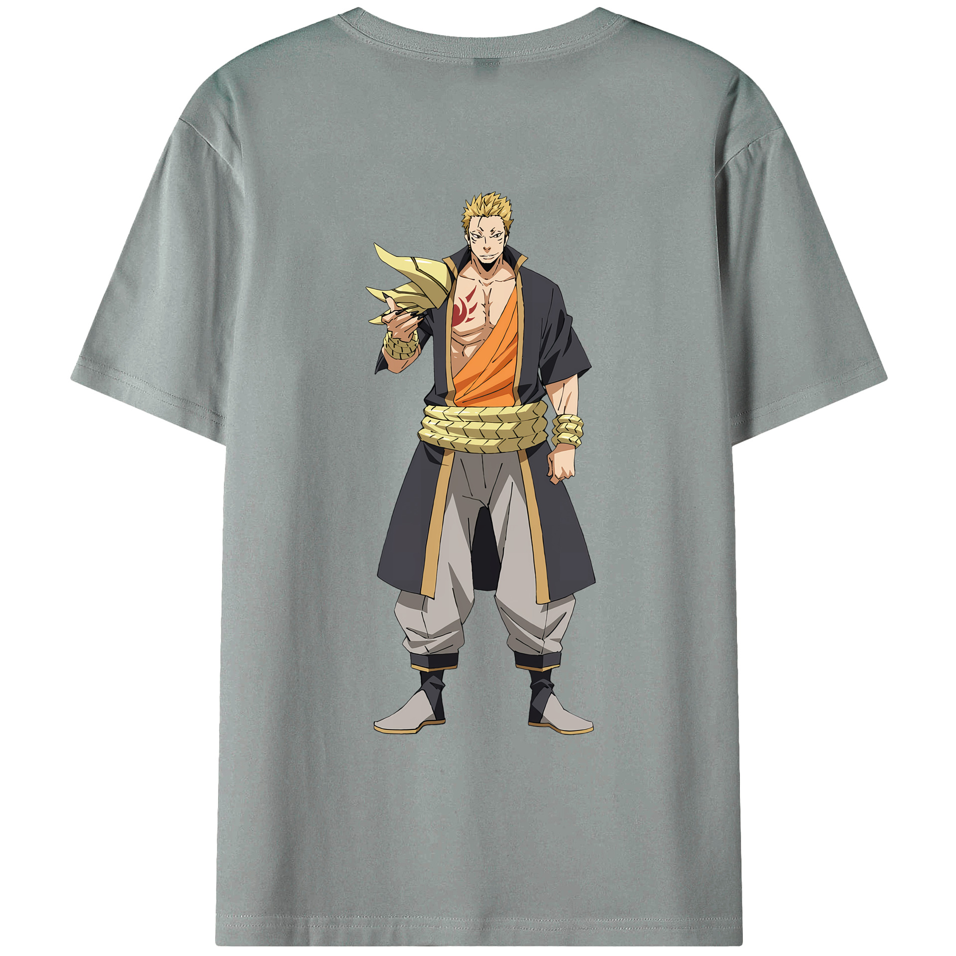 （画像用） 転スラ Regarding Reincarnated to Slime 綿100％ メンズ半袖Tシャツ（バックプリント） 通気性